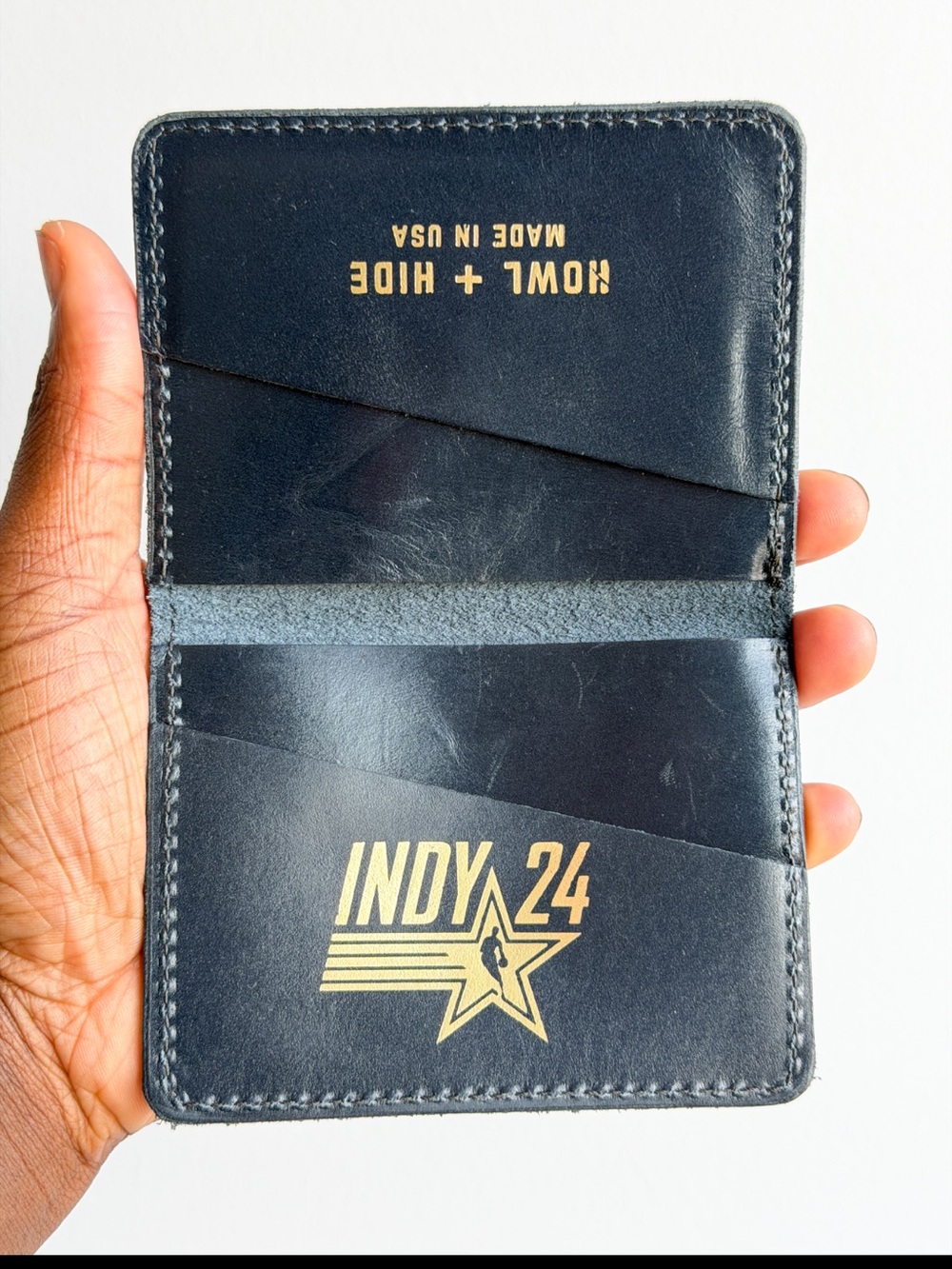 HOWL + HIDE Indy NBA Allstar Navy Leather Card Holder